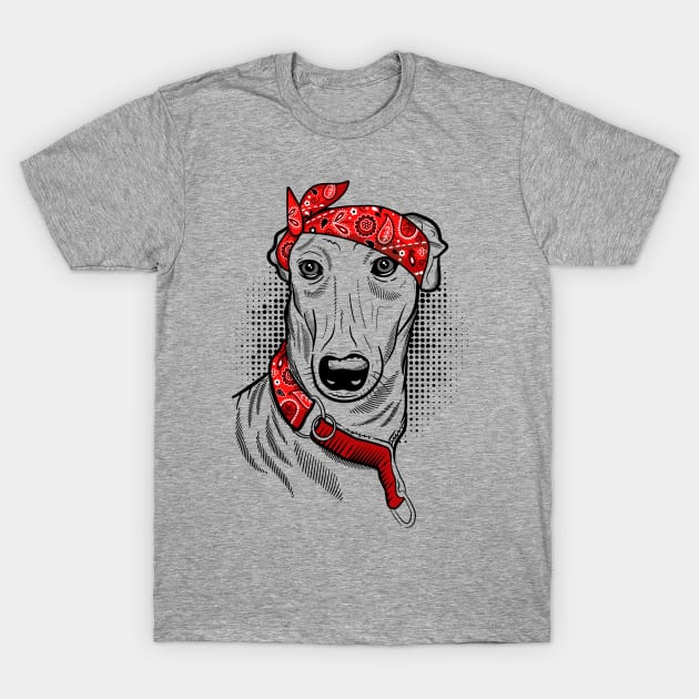 Greyhound Lover Gift - Greyhound Dog Bandana T-Shirt by propellerhead